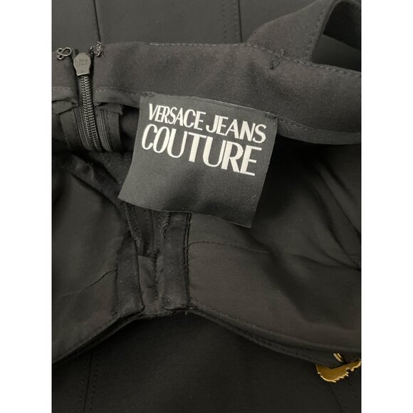 Versace Jeans Couture $675 Black Corset Buckle Midi Dress NWT Size 40 Small - Picture 10 of 13